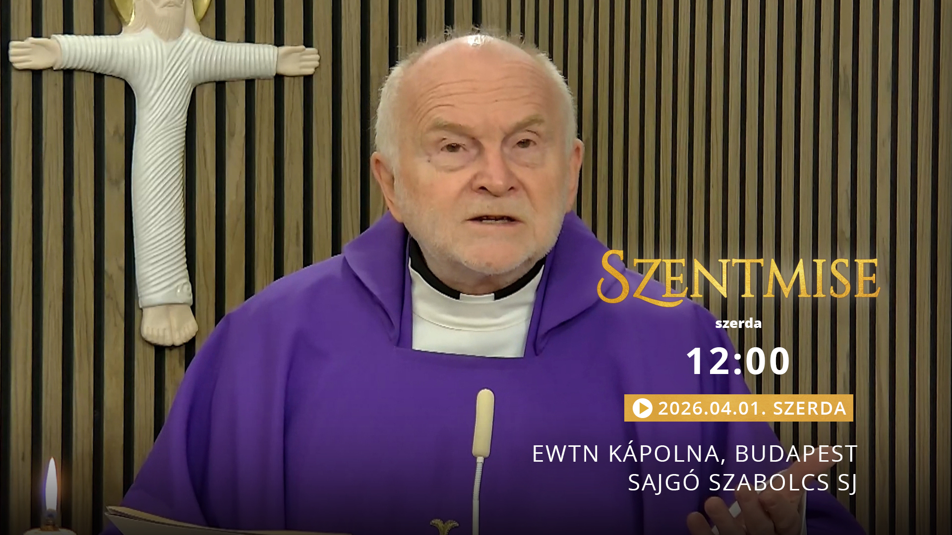 Szentmise a budapesti EWTN kápolnából – Sajgó Szabolcs