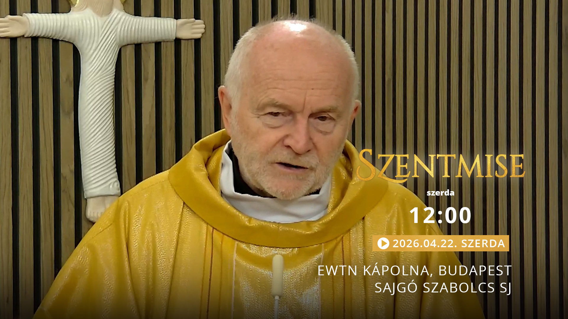Szentmise a budapesti EWTN kápolnából – Sajgó Szabolcs