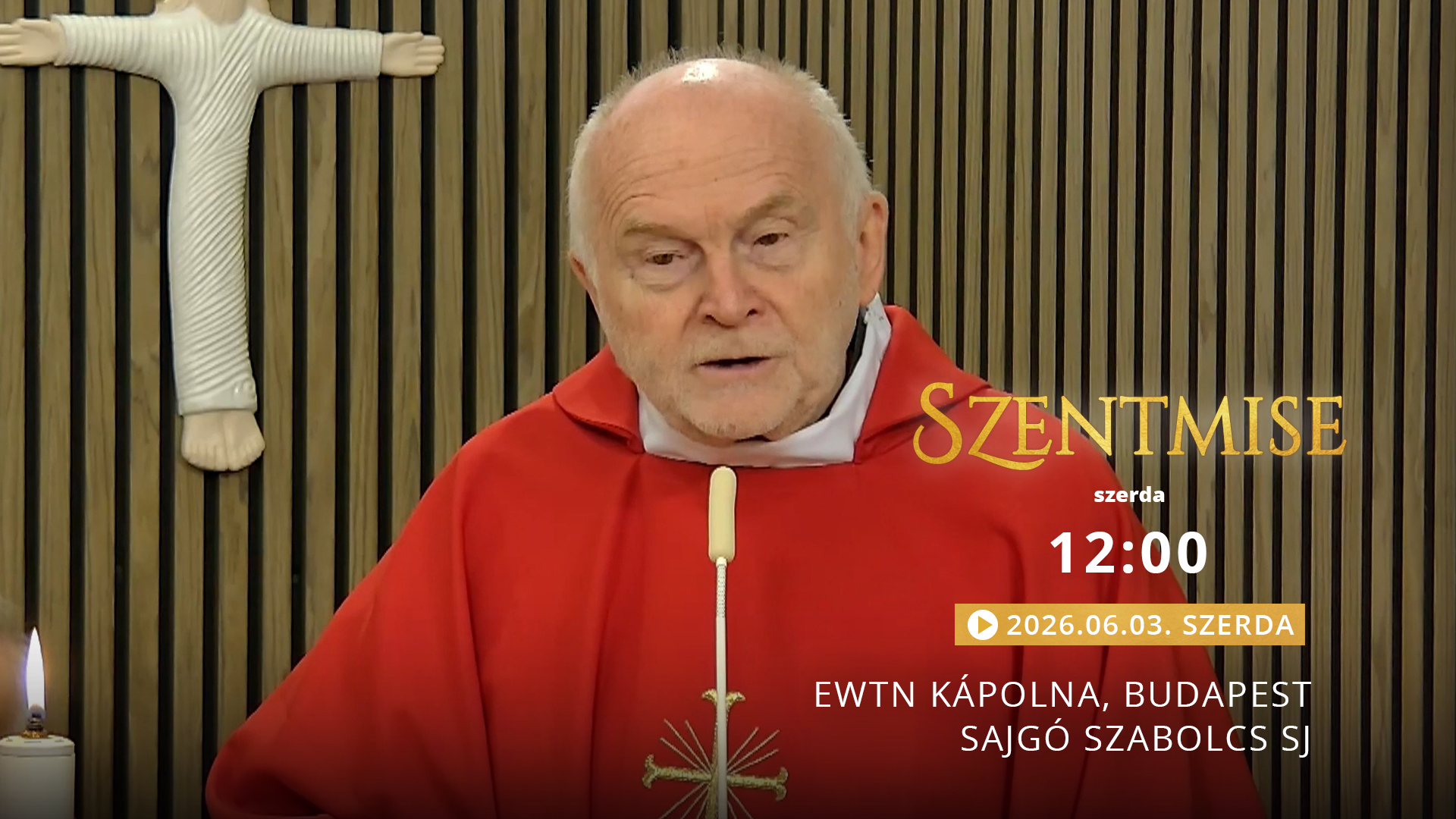 Szentmise a budapesti EWTN kápolnából – Sajgó Szabolcs