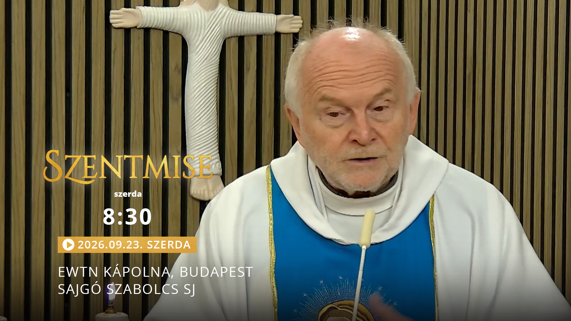Szentmise a budapesti EWTN kápolnából – Sajgó Szabolcs